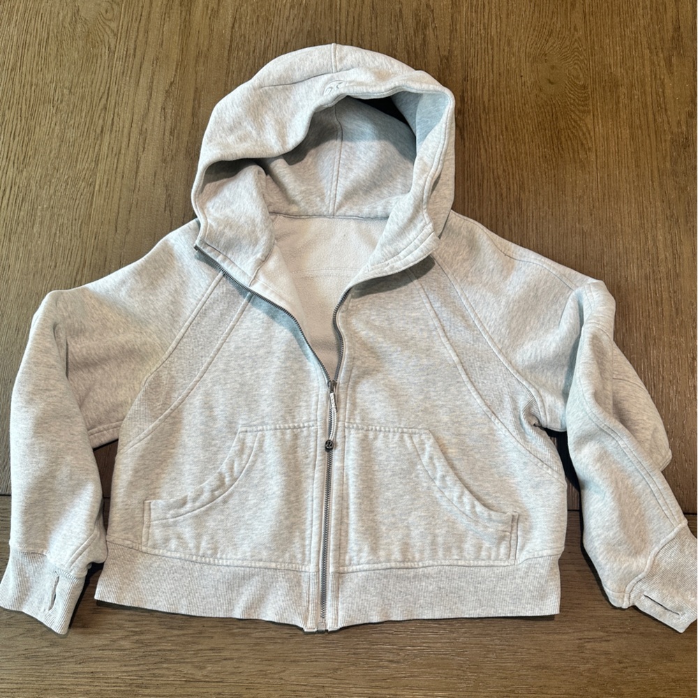 Lululemon Scuba Oversized Crop Full-Zip Hoodie Size 4 Light Gray - Picture 5 of 10